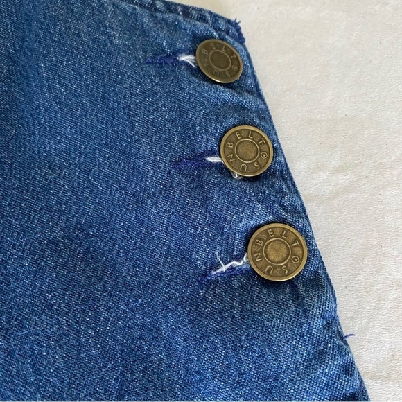 SunBelt Denim overalls Painted white daisies Front pockets Decorative buttons S - Picture 8 of 14